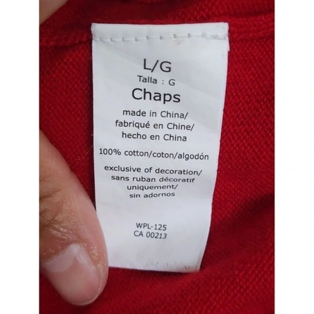 Chaps Sweater Vest Men L Red V-Neck Cotton Preppy Classic Layering